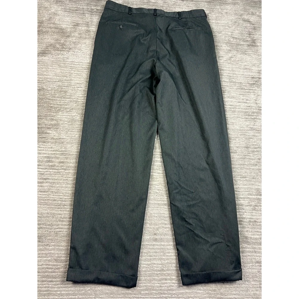 Farah Dress Pants Mens 36x32 Gray Double Pleated Cuffed Straight Leg Trousers